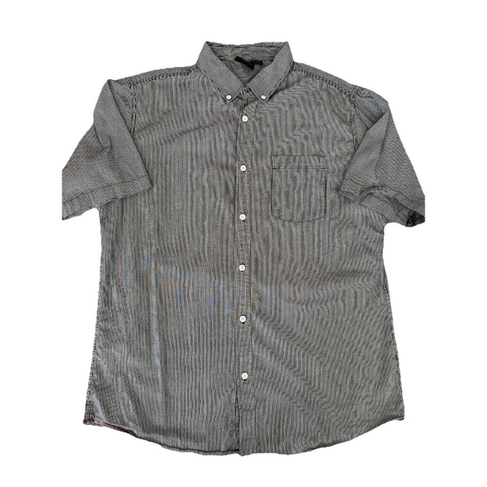🌵4/$25 Burnside Men's Gray Striped Short Sleeve Button Up Shirt Size XL Preppy